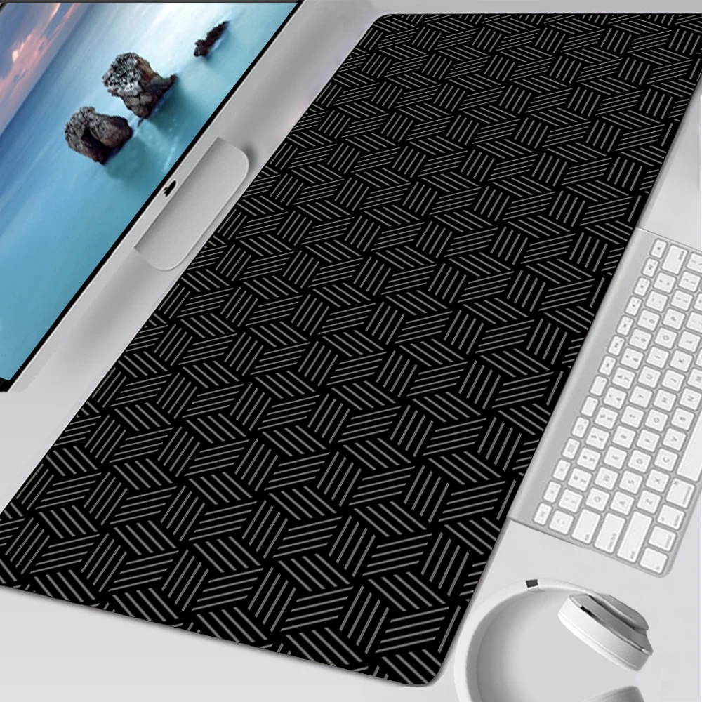 Graphic Tablet Accessories - Laptop Black Mouse Pad Simple Hexagon