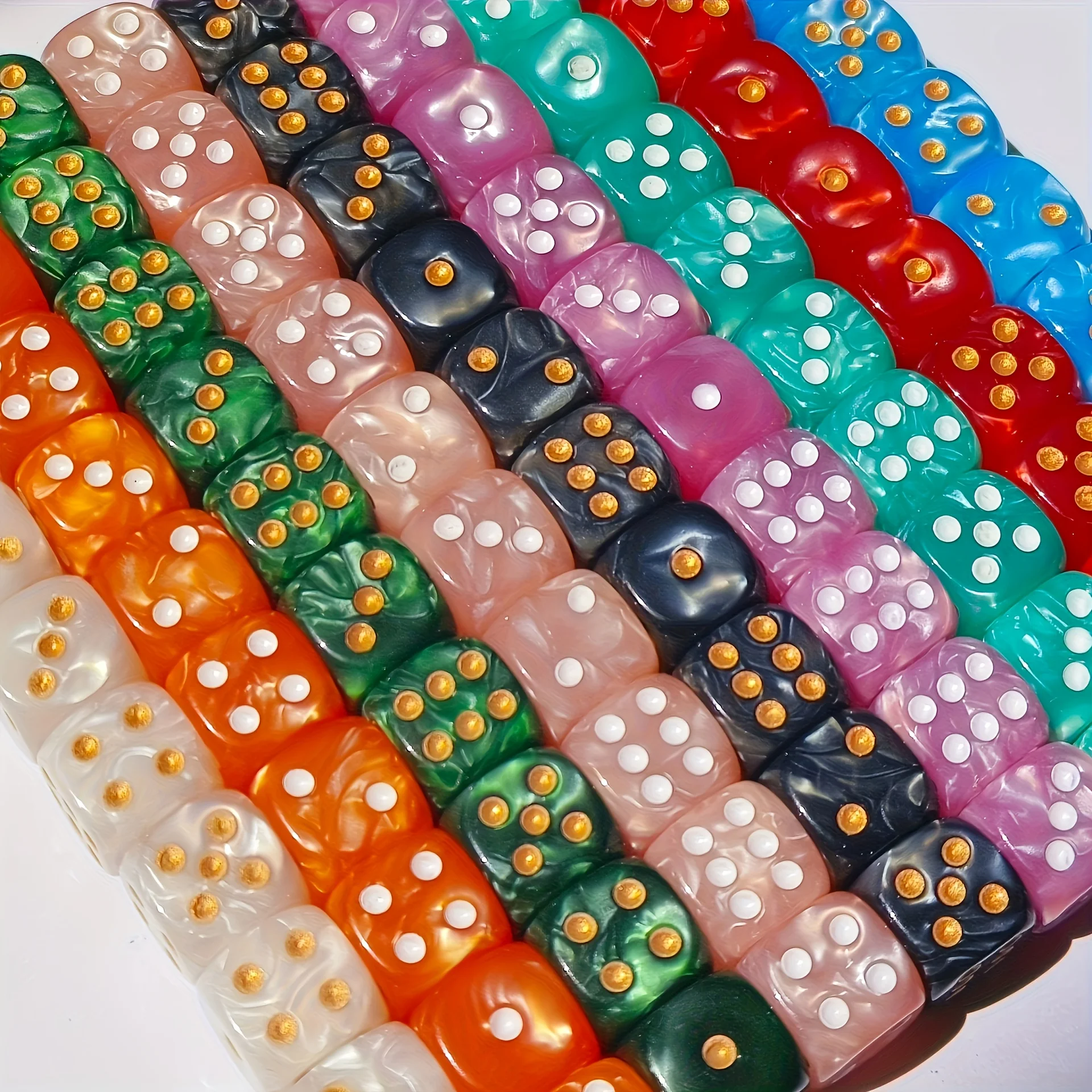 10Pcs 12mm Pearl Swirl D6 Dice - Tablet Gaming Accessories recension och pris