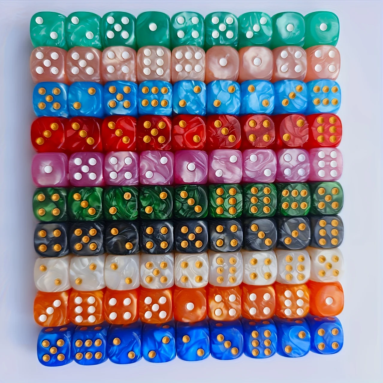10Pcs 12mm Pearl Swirl D6 Dice - Tablet Gaming Accessories recension och pris